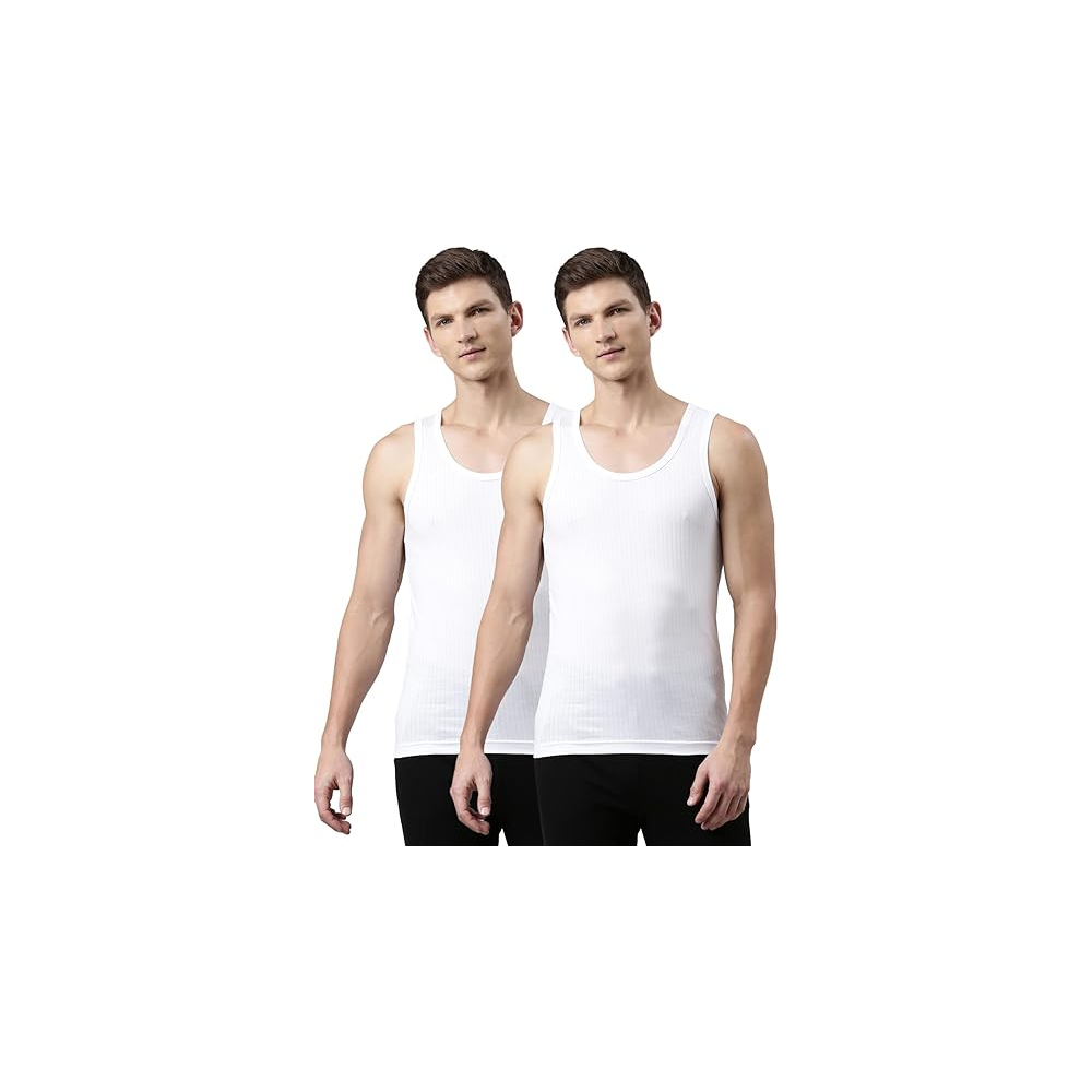 JON MENS COTTON WHITE VEST 2PACK